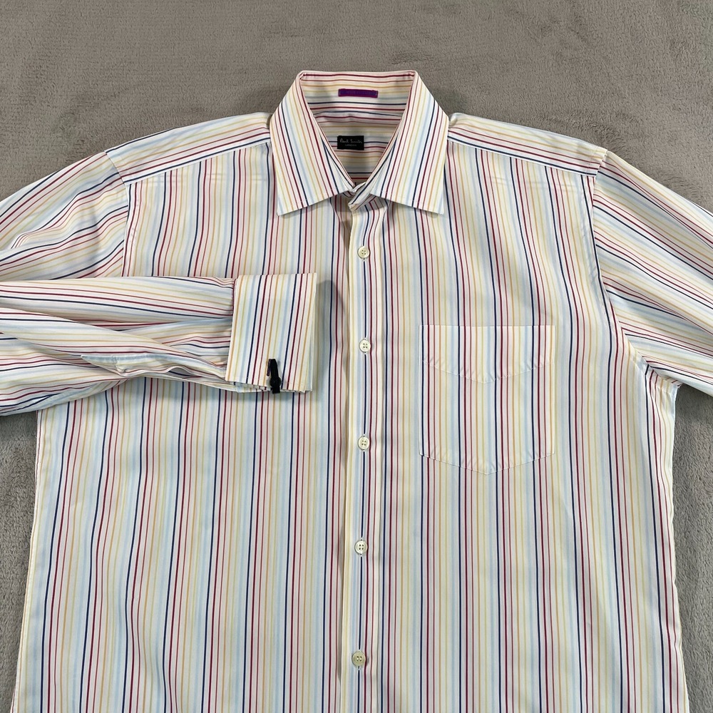 Paul Smith‎ London Dress Shirt 42 16.5 Multi Striped French Cuffs Made in Italy